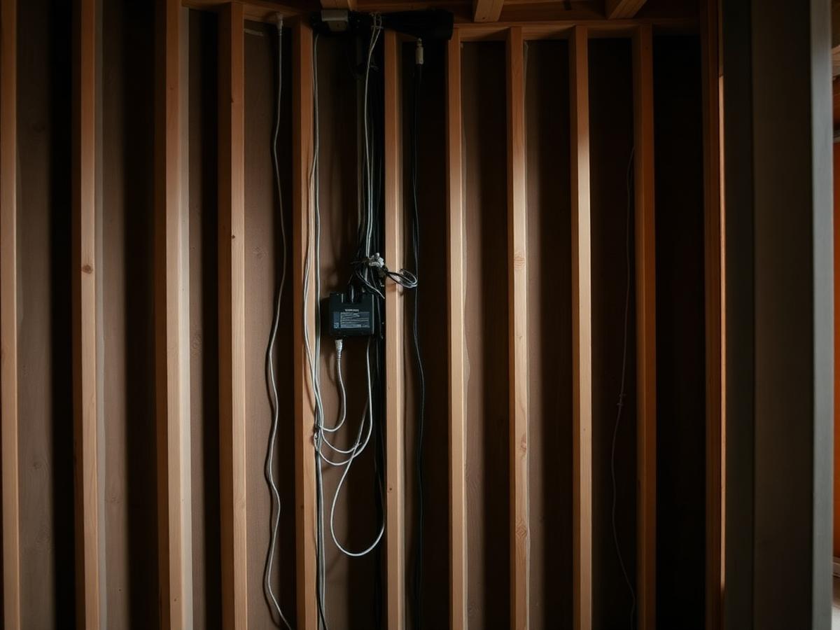 First fix wiring in a stud wall
