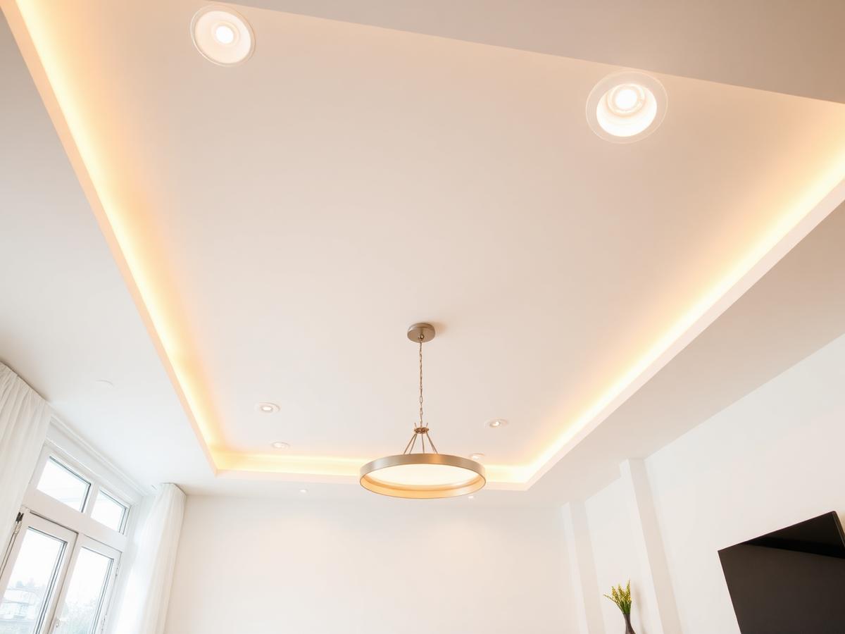 Modern ceiling with recessed LED downlights